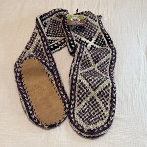 Muk Luk Cozy Purple and Gray Knit Ankle Booties